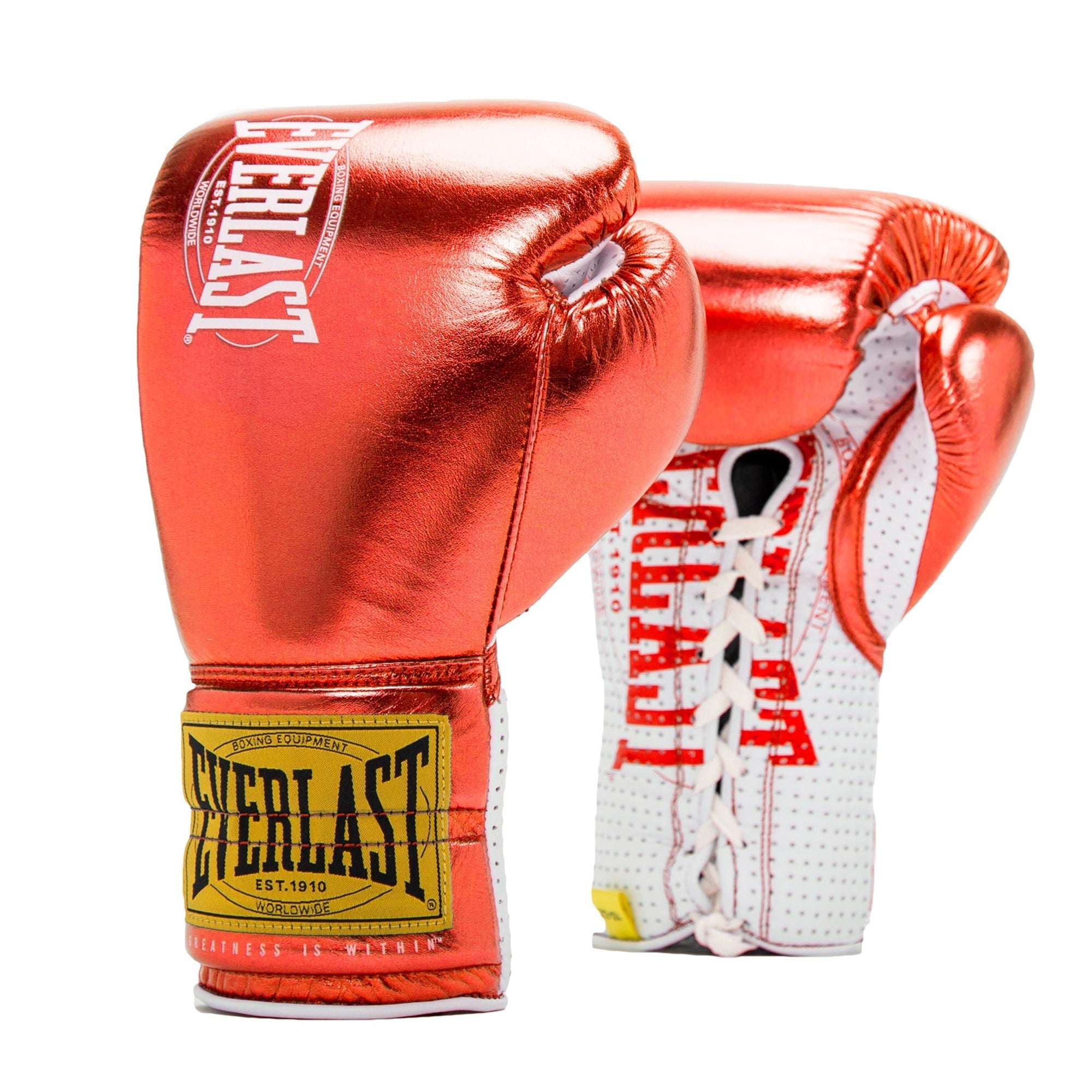 1910 PRO FIGHT LEATHER GLOVES - METALLIC RED