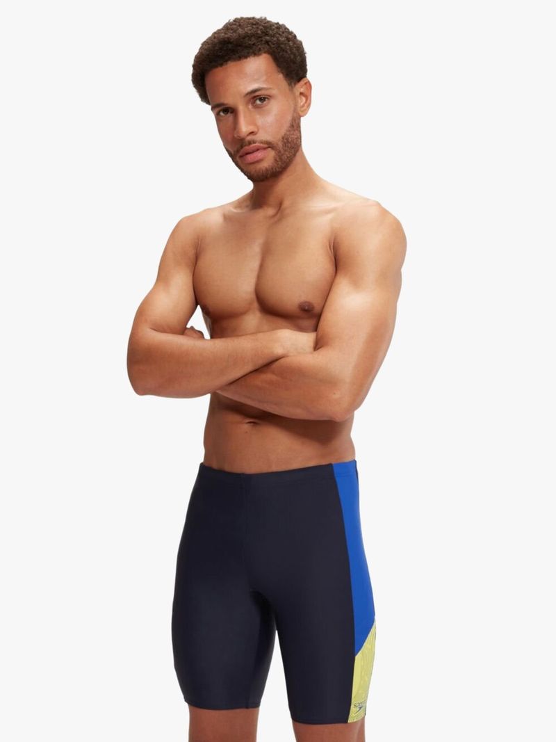 Speedo Men's Dive Jammer Swimsuit: Navy/Lemon, Durable, Chlorine-Resistant Endurance10 Fabric