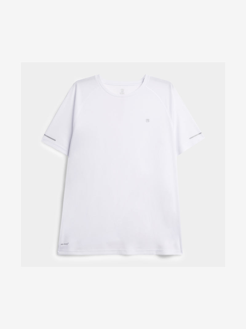 Men's Dri-Tech White Performance T-Shirt: Lightweight, Reflective, Chafe-Reducing Top