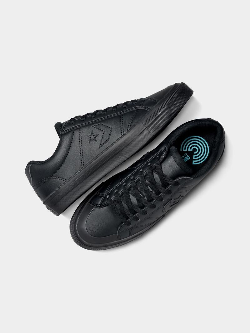 Converse Men's Sport Casual Faux Leather Black Sneakers for Everyday Style