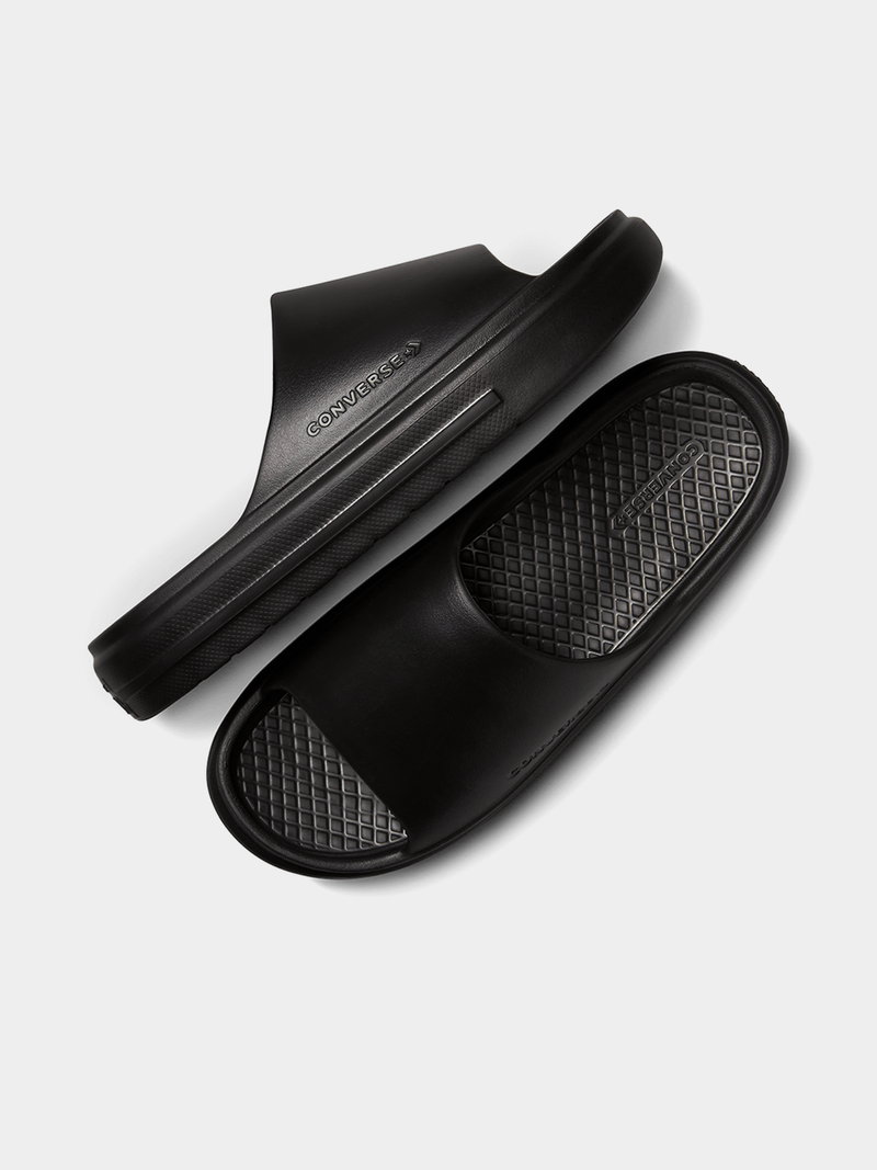 Converse Men's Essential Black Slides: Cushioned EVA Comfort, Durable Pool & Beach Sandal