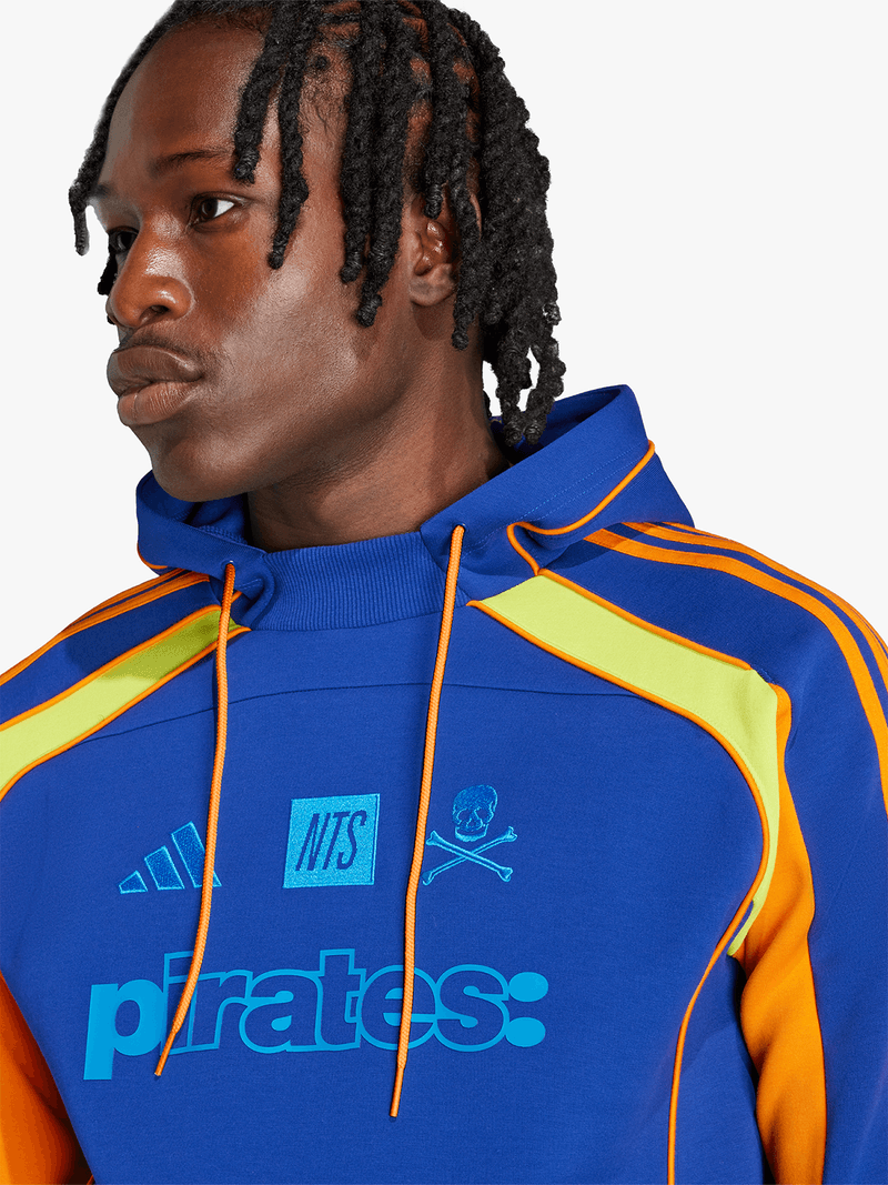 Adidas Men's Orlando Pirates NTS Navy Orange Football Hoodie with Graphic Design