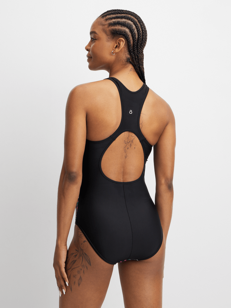 Fierce Animal Camo Pink Racerback Swimsuit for Women by TS KB - Stylish Performance Swimwear