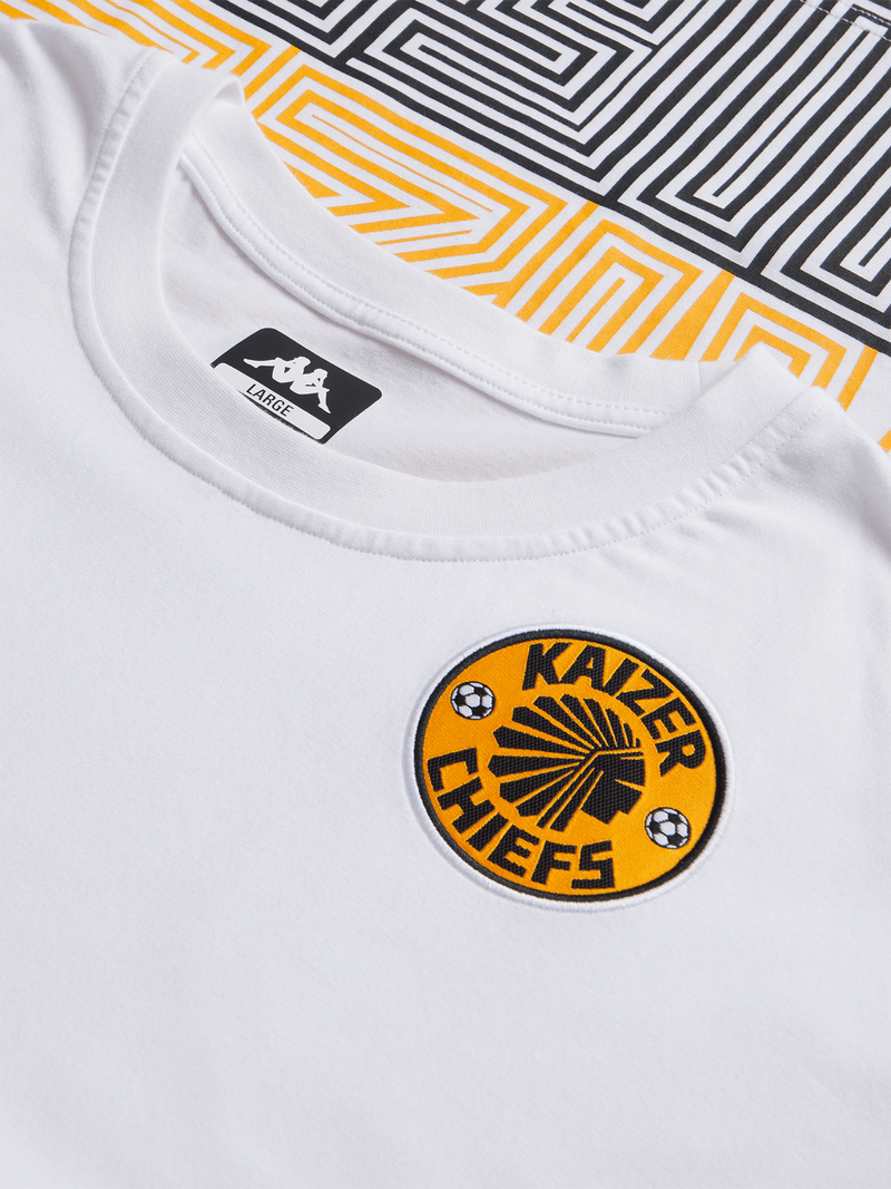 Kappa Men's Kaizer Chiefs Ametod White Tee - Official Fan Gear Cotton T-Shirt
