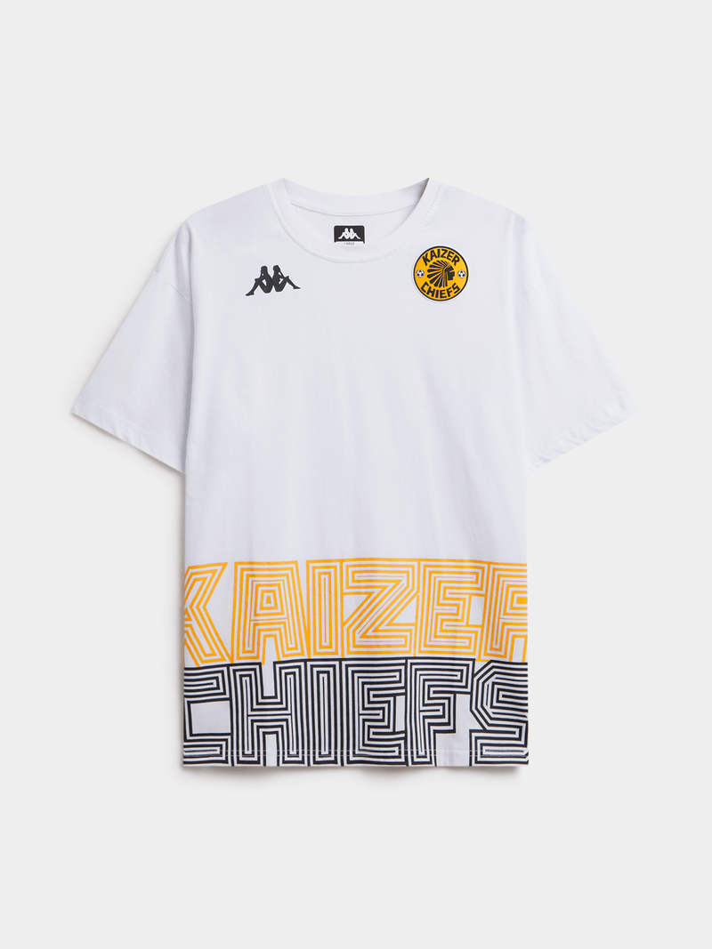 Kappa Men's Kaizer Chiefs Ametod White Tee - Official Fan Gear Cotton T-Shirt
