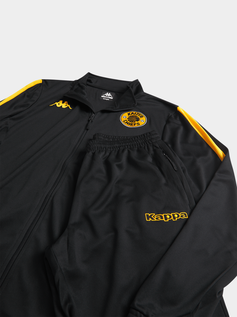 Kappa Men's Kaizer Chiefs Salcito Black Tracksuit - Comfortable Fan Sportswear Set