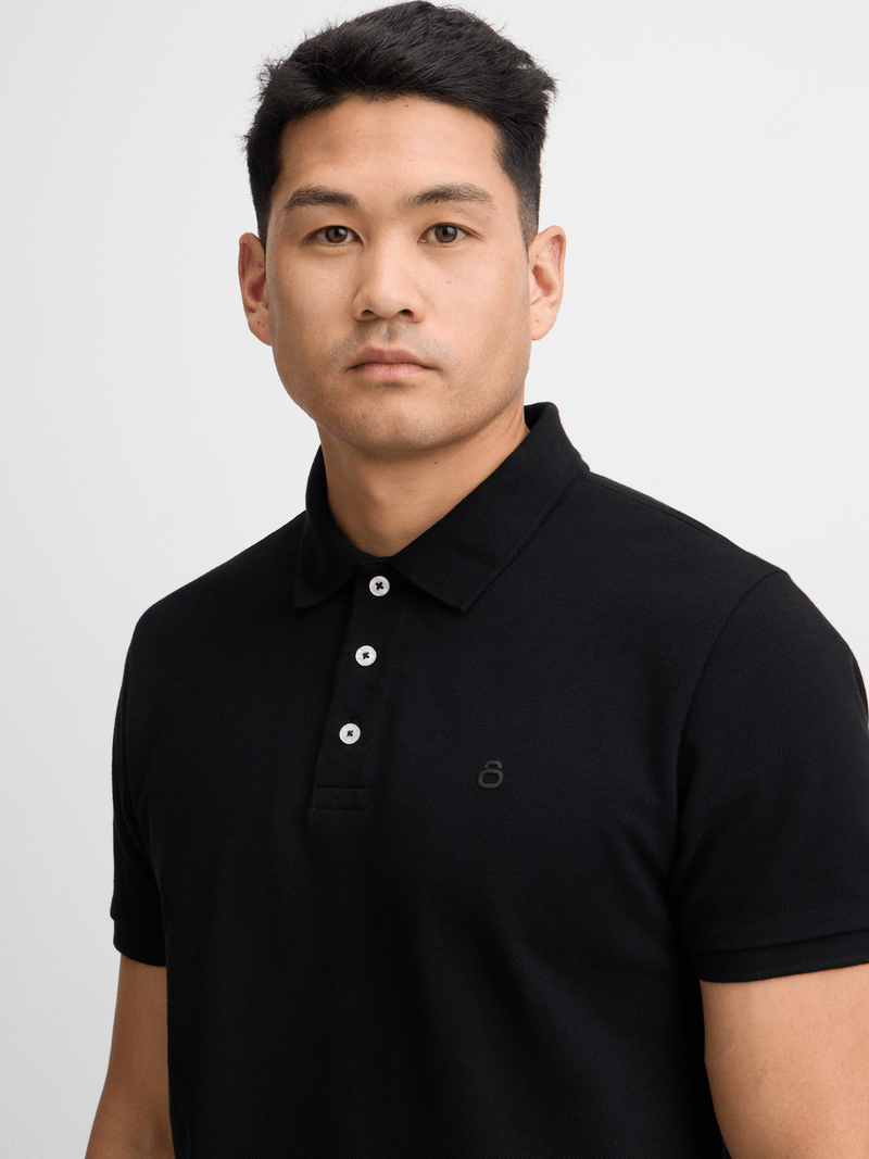 TS Men's Everyday Pique Black Golfer Shirt - Comfortable Cotton Regular Fit