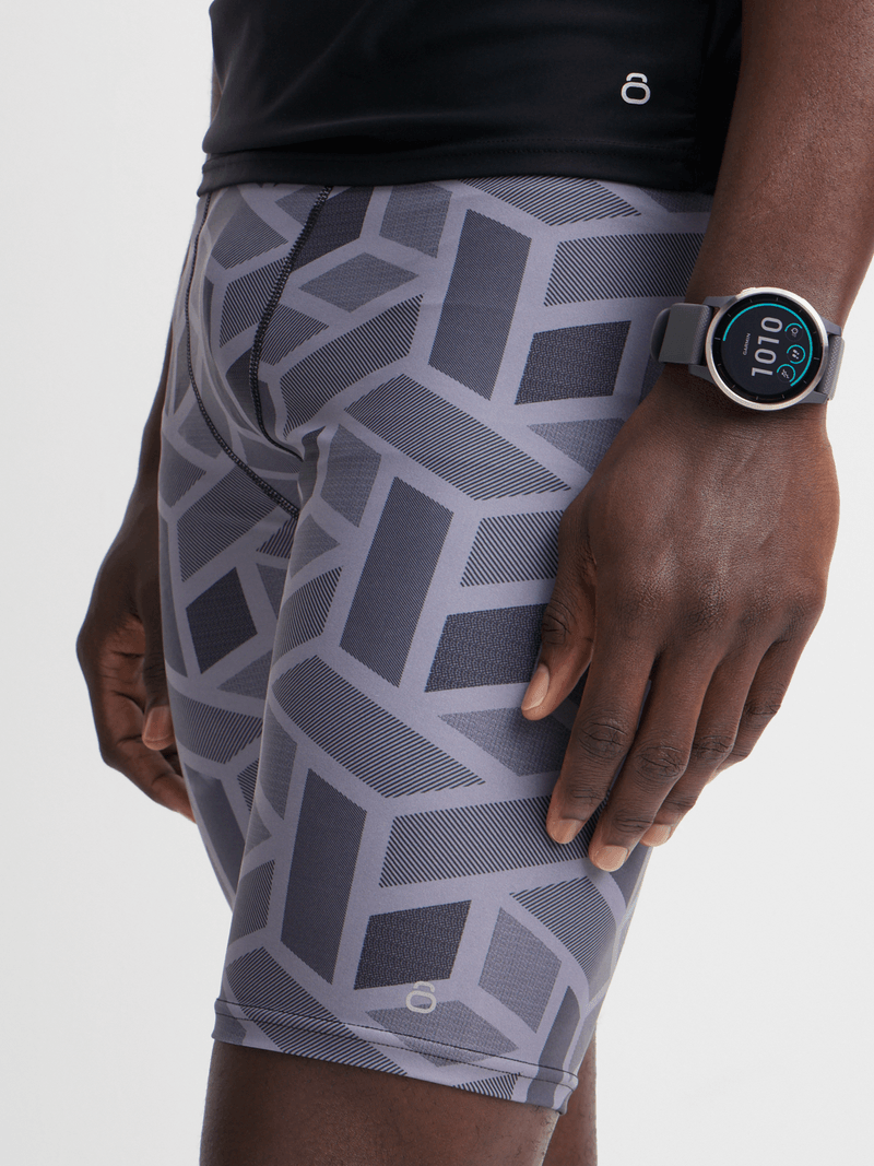 TS KB Men's All Over Print Grey Performance Swim Jammer Durable