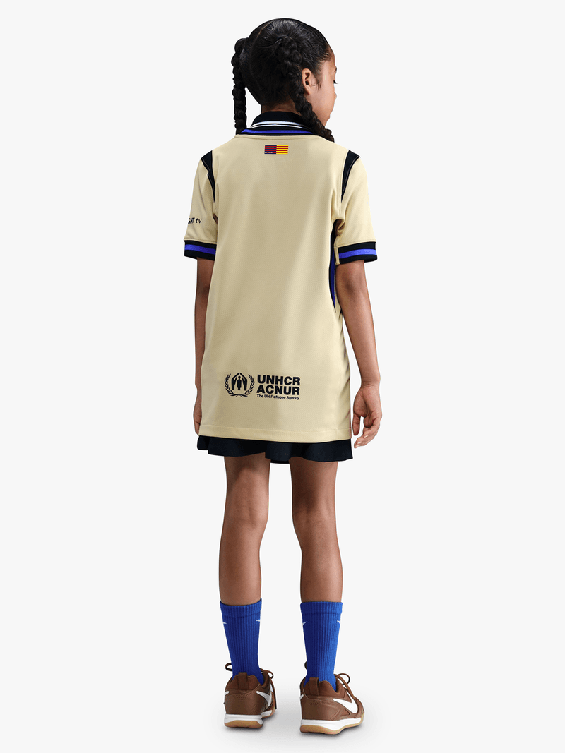 Nike Youth Barcelona Away Jersey Gold Purple Black, Dri-FIT, Stadium Edition, Short Sleeve