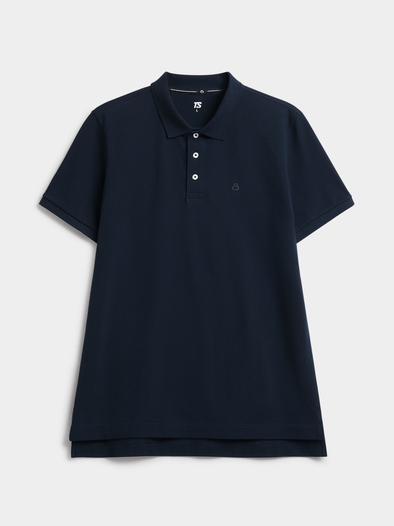 Men's Navy Pique Cotton Polo Shirt – Comfortable Everyday Golfer Top