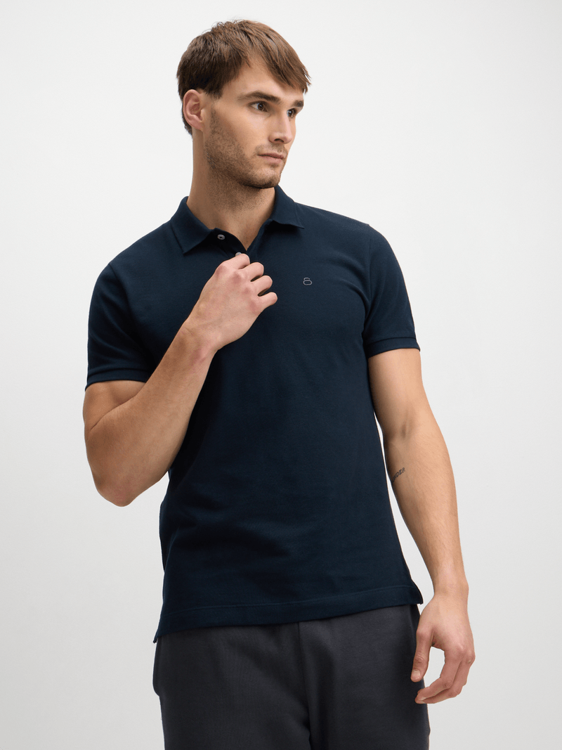 Men's Classic Navy Pique Cotton Golfer Polo Shirt - Regular Fit, Short Sleeve