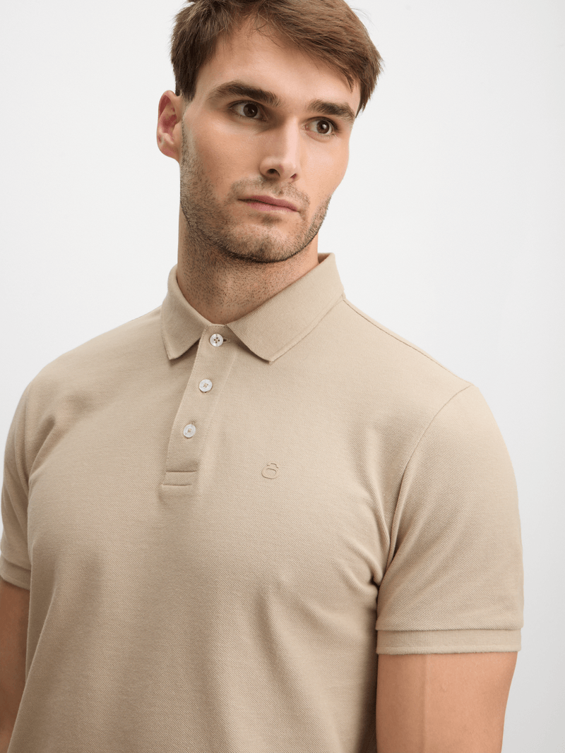 TS Men's Everyday Pique Stone Golfer Shirt - Comfortable Cotton Regular Fit