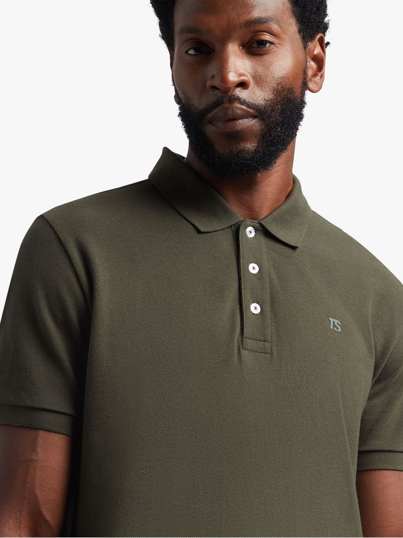Men's TS Everyday Pique Olive Green Golfer Polo Shirt for Casual Wear