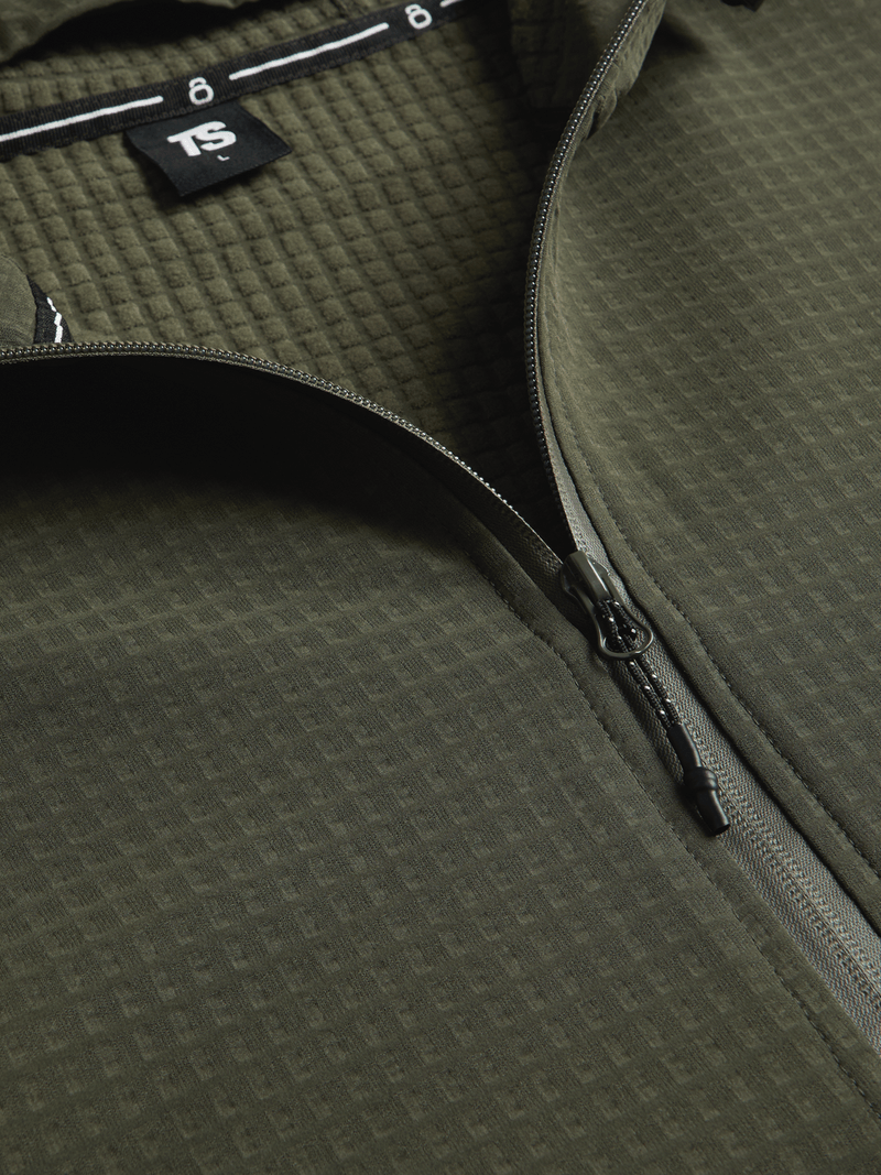 Men's Hybrid Performance Fatigue Jacket: Textured Zip-Through Design for Active Lifestyles