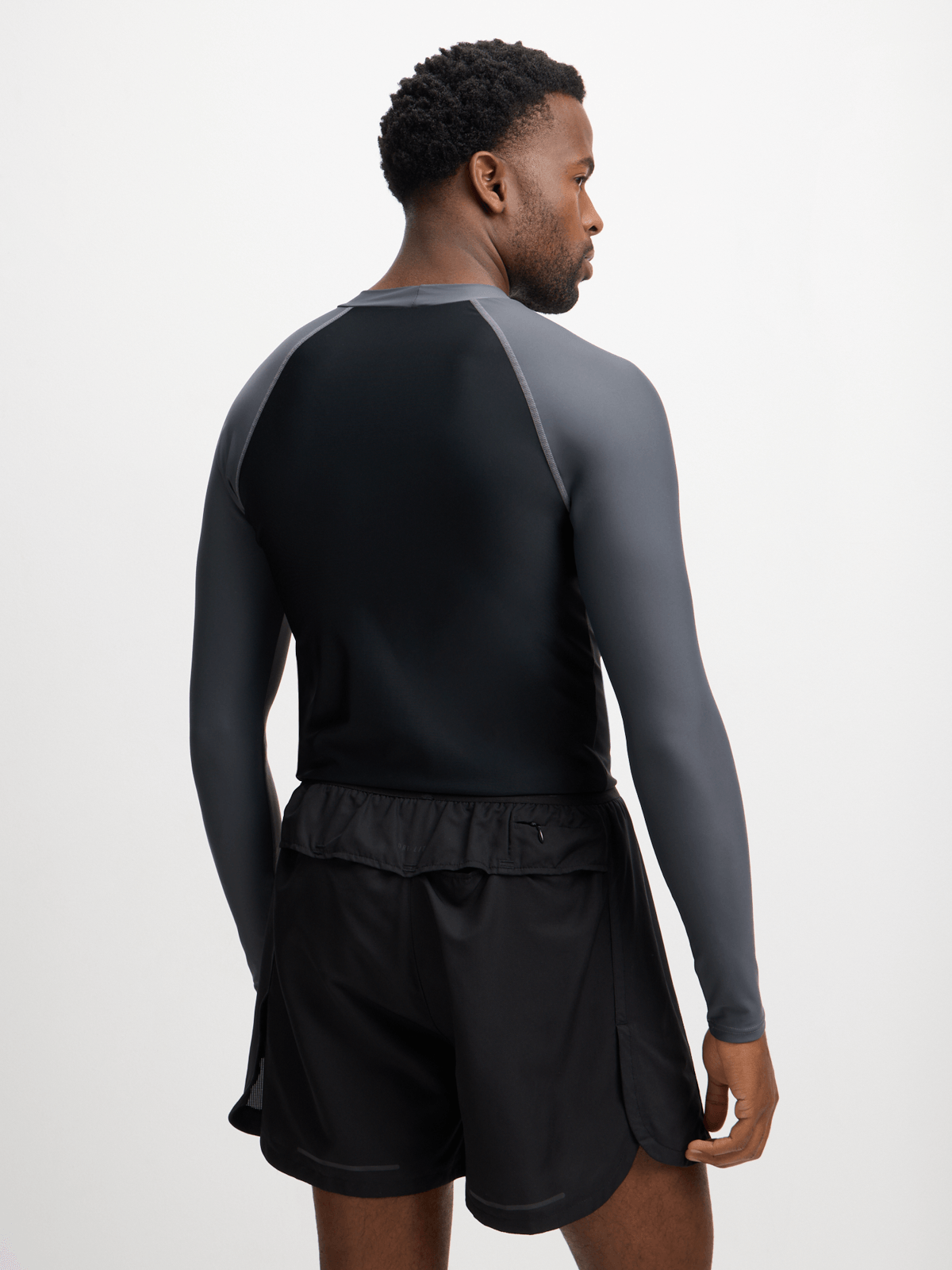 TS KB Men's Long Sleeve Grey Black Rash Vest: UV Sun Protection Swim Shirt for Water Sports