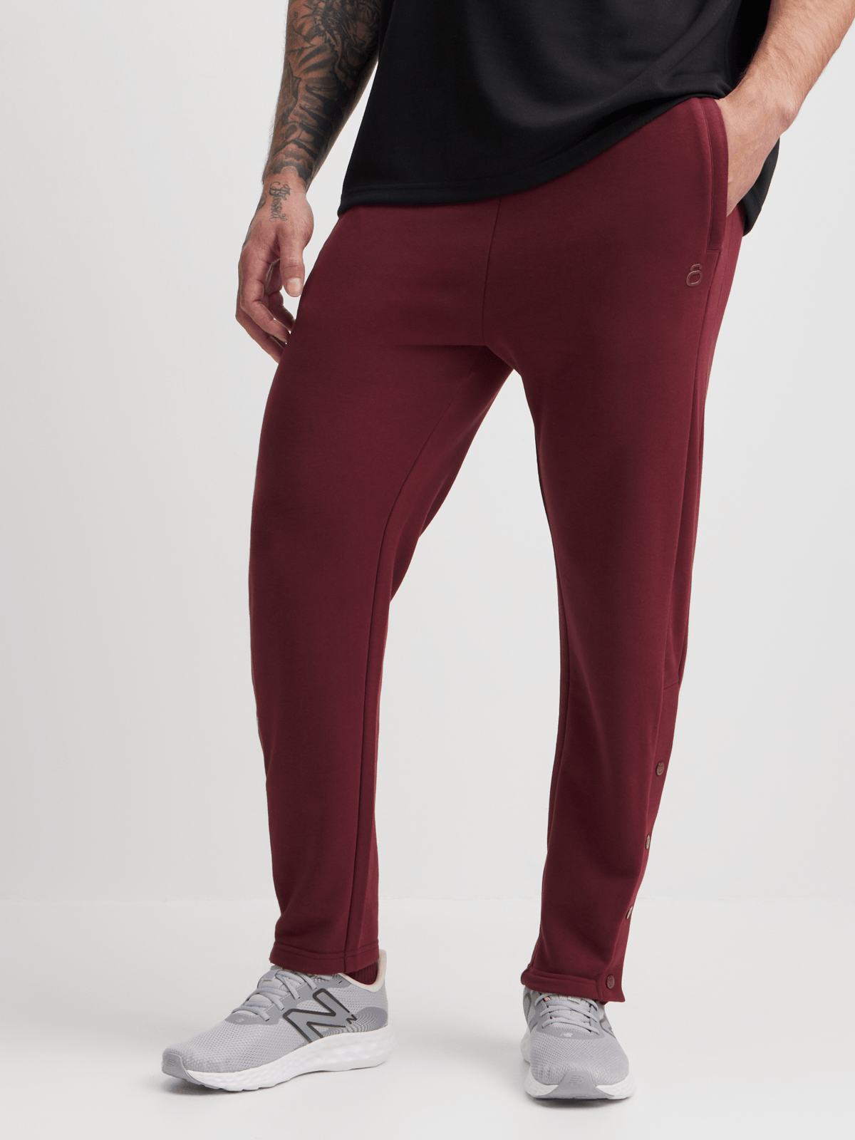 Men's Maroon Open Leg Piping Detail Fleece Joggers – Ultimate Comfort & Style