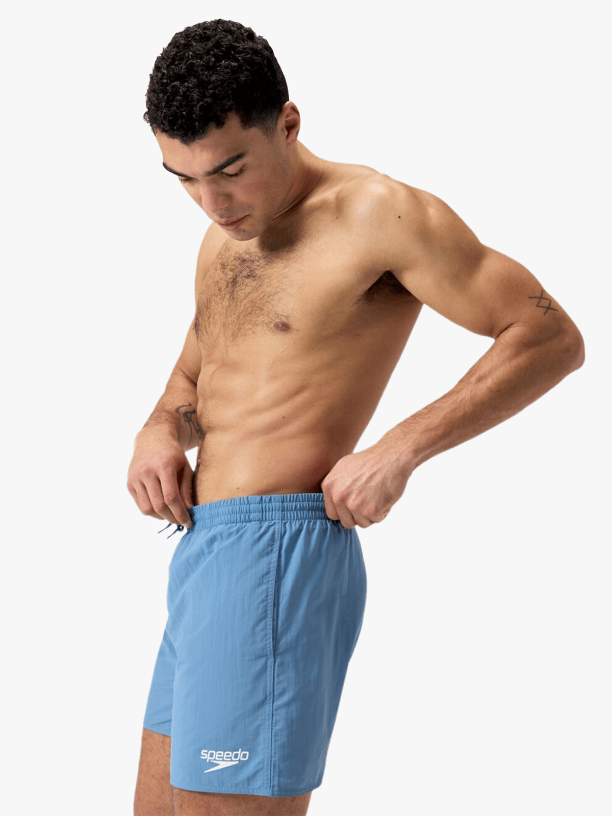 Speedo Men's Essentials 16-Inch Washed Blue Recycled Quick-Dry Watershorts with Pockets