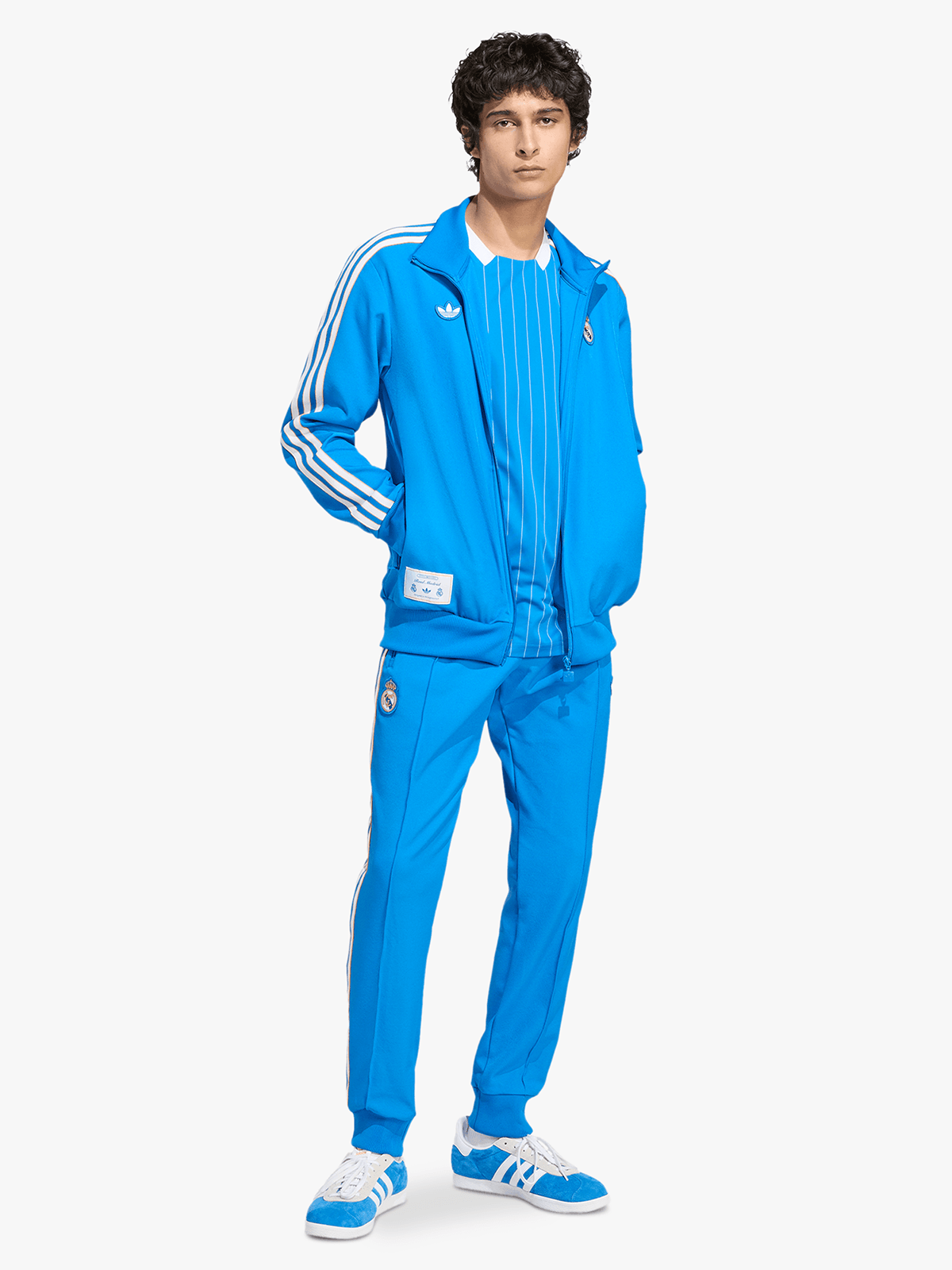 Adidas Men's Real Madrid Blue Terrace Icons Full-Zip Track Top