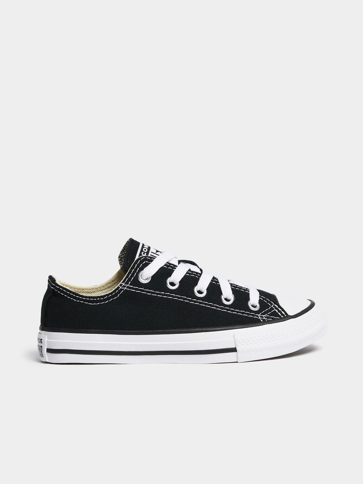 Classic Converse Junior All Star Black/White Canvas Low-Top Sneakers for Kids