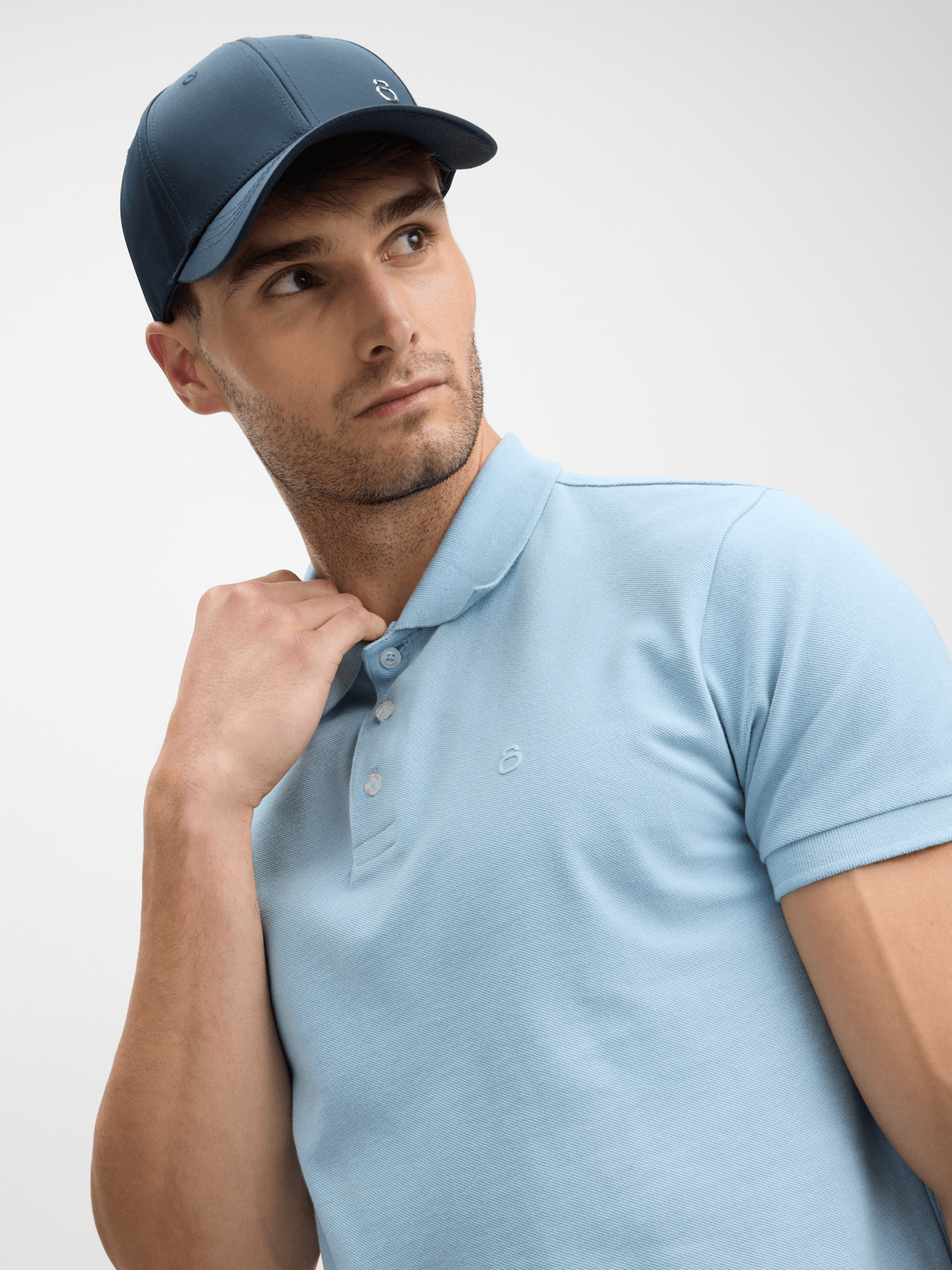 Men's Aqua Blue Pique Polo Shirt - Performance Cotton Short Sleeve Golfer Top