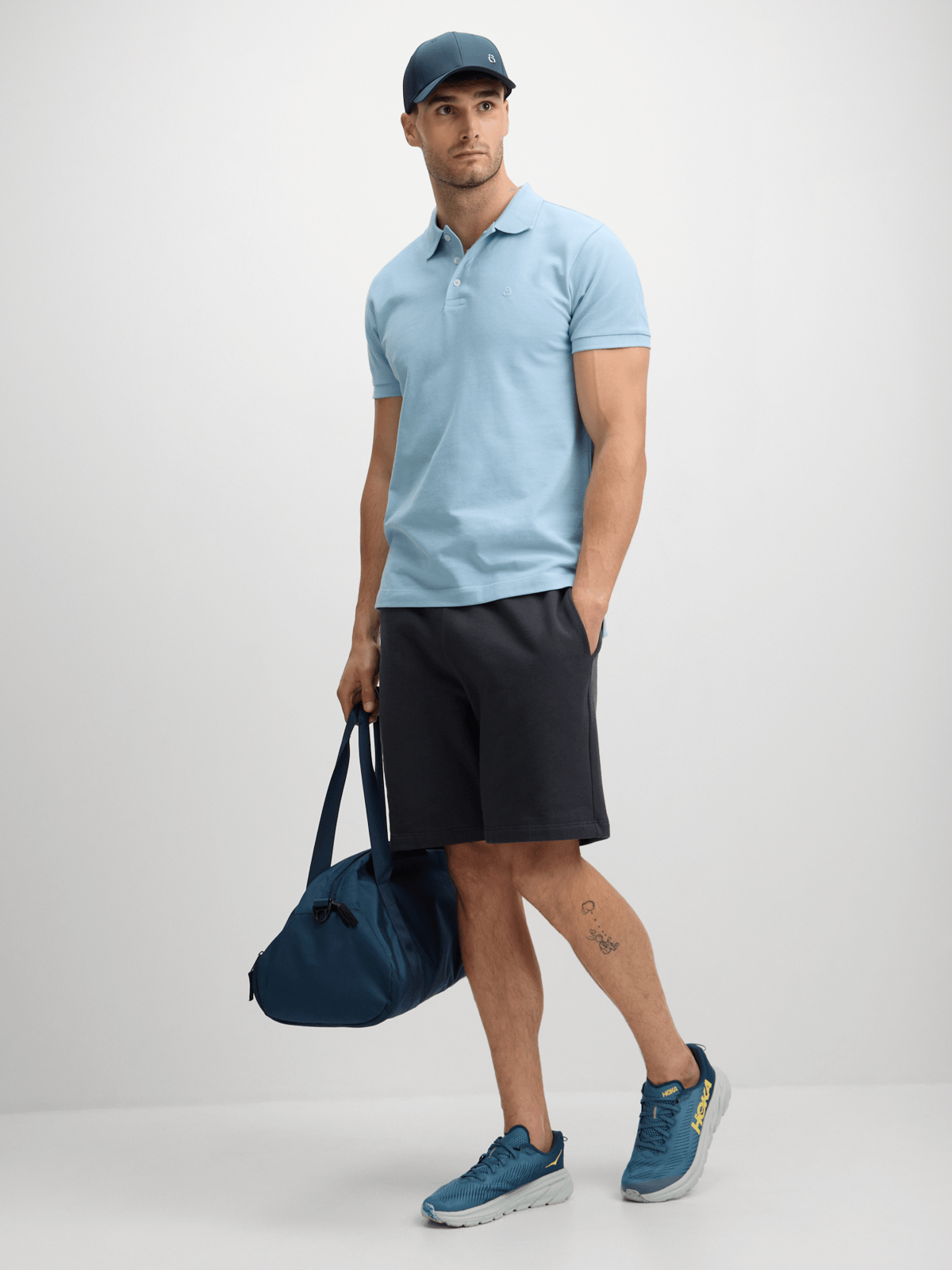 Men's Aqua Blue Pique Polo Shirt - Performance Cotton Short Sleeve Golfer Top