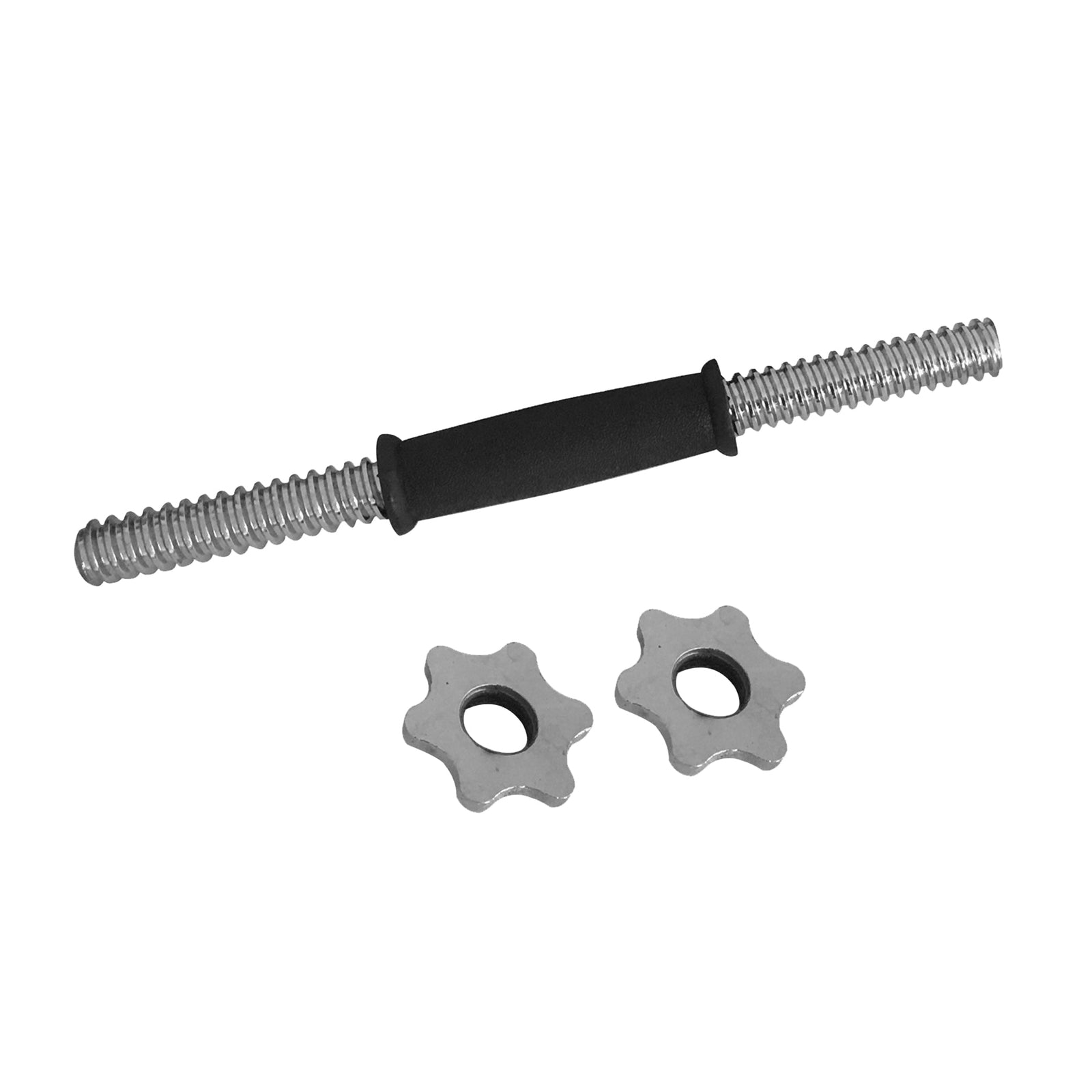 A 35cm dumbbell bar with chrome plated steel and two spinlock collars.