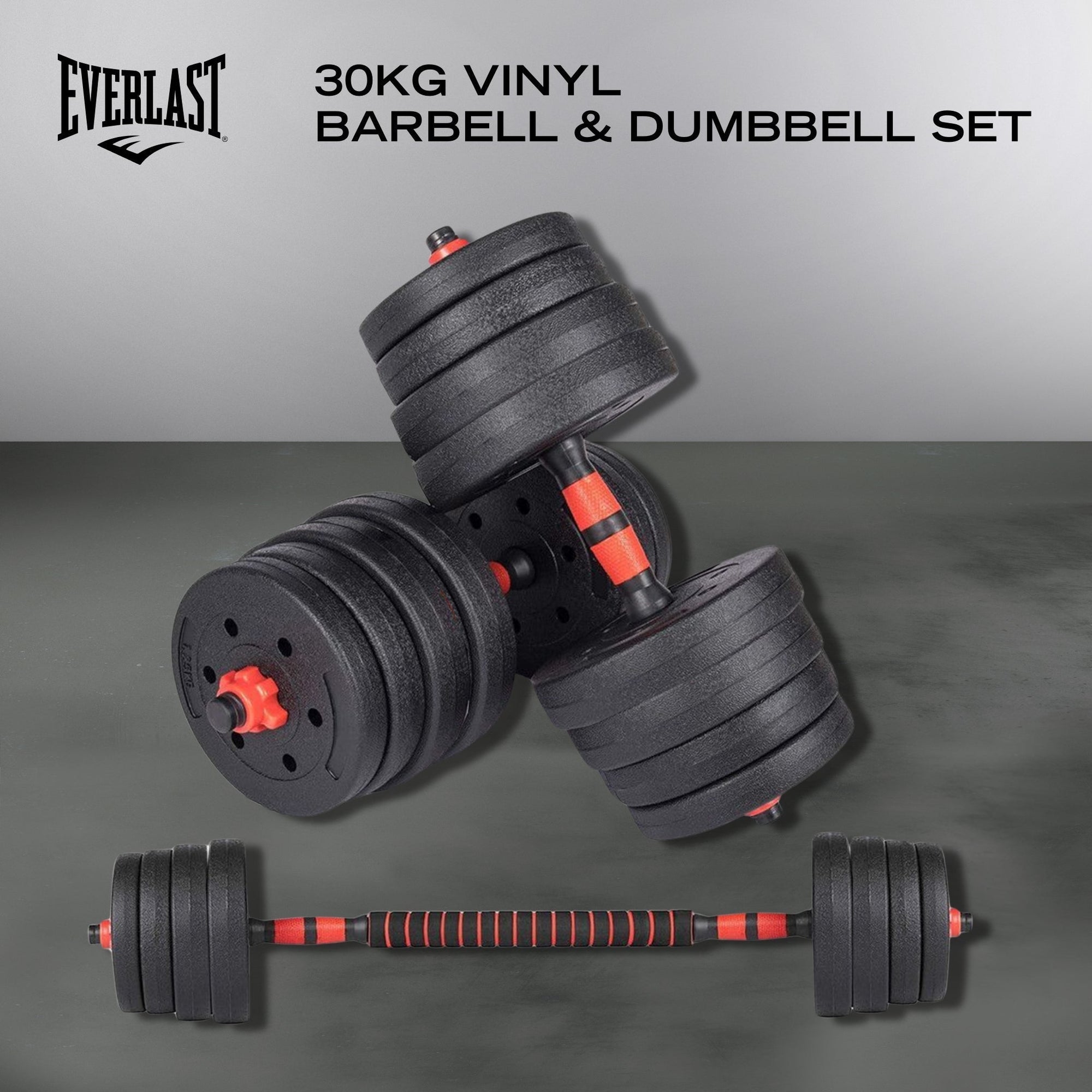 30KG VINYL BARBELL & DUMBBELL SET