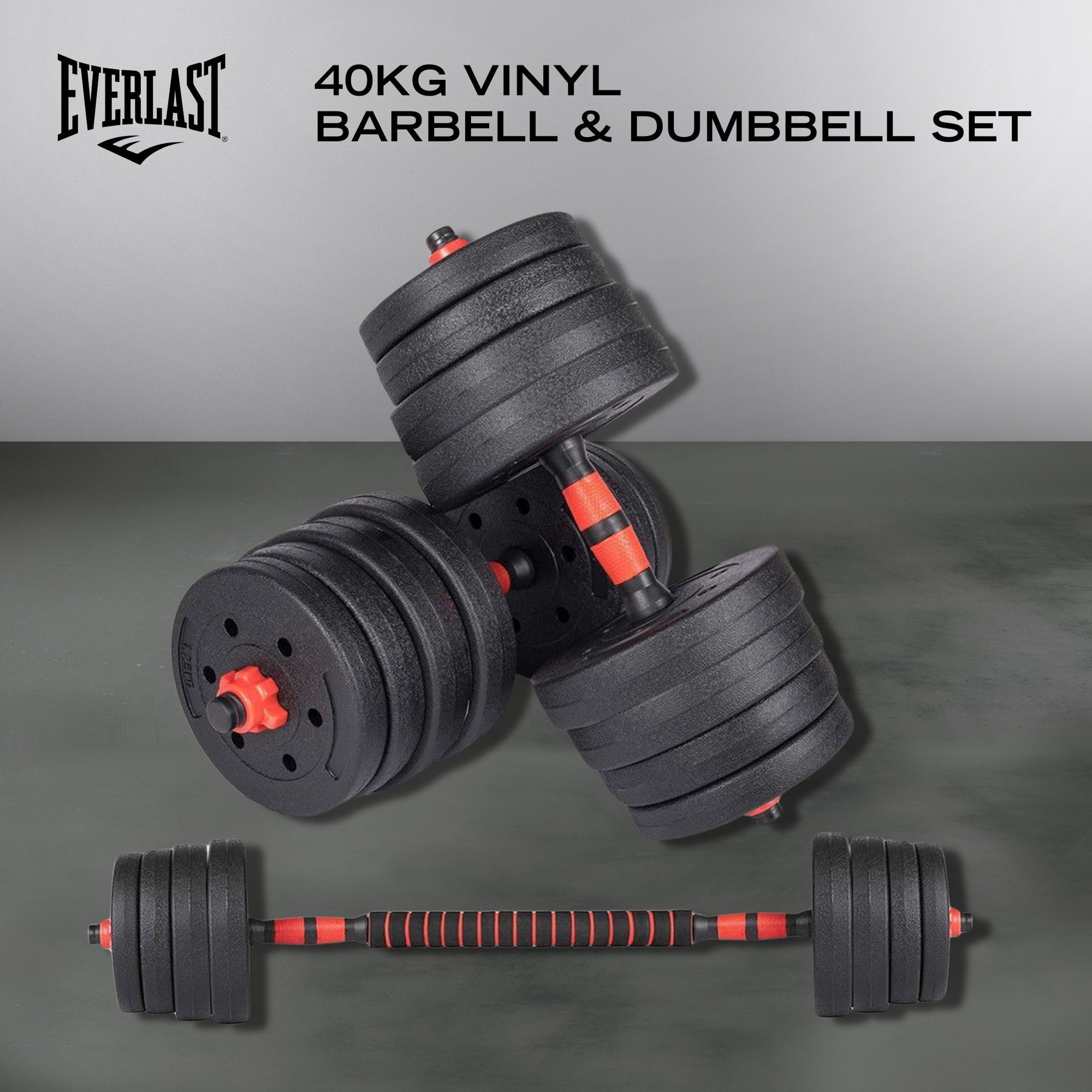 40KG VINYL BARBELL & DUMBBELL SET