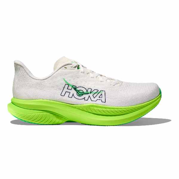 Hoka Mach 6 White/ Neon Lime
