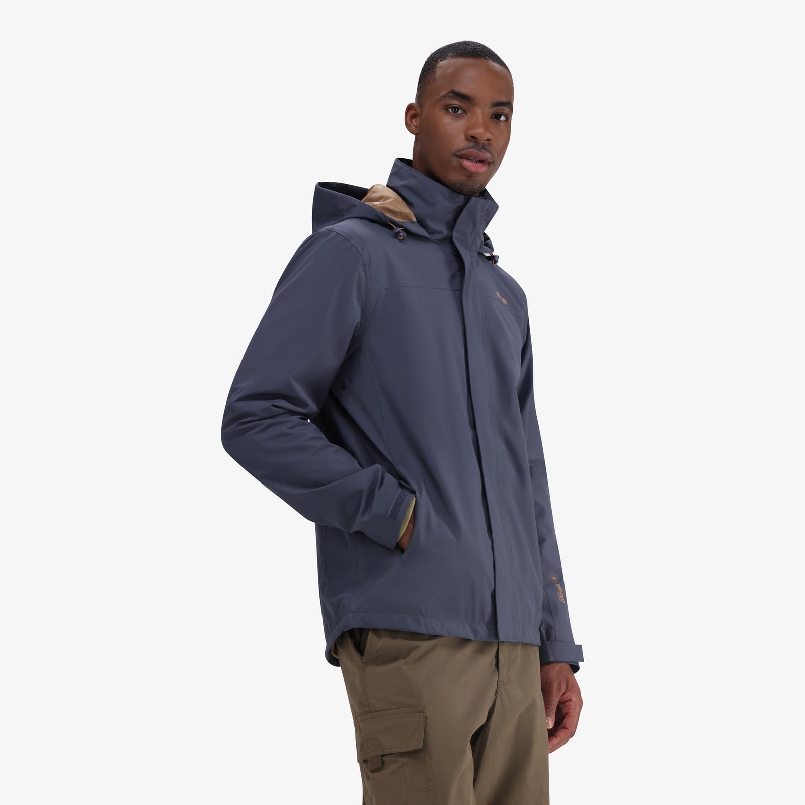 Hi-Tec Orati Men's All-Weather Waterproof Breathable Jacket with Stowaway Hood