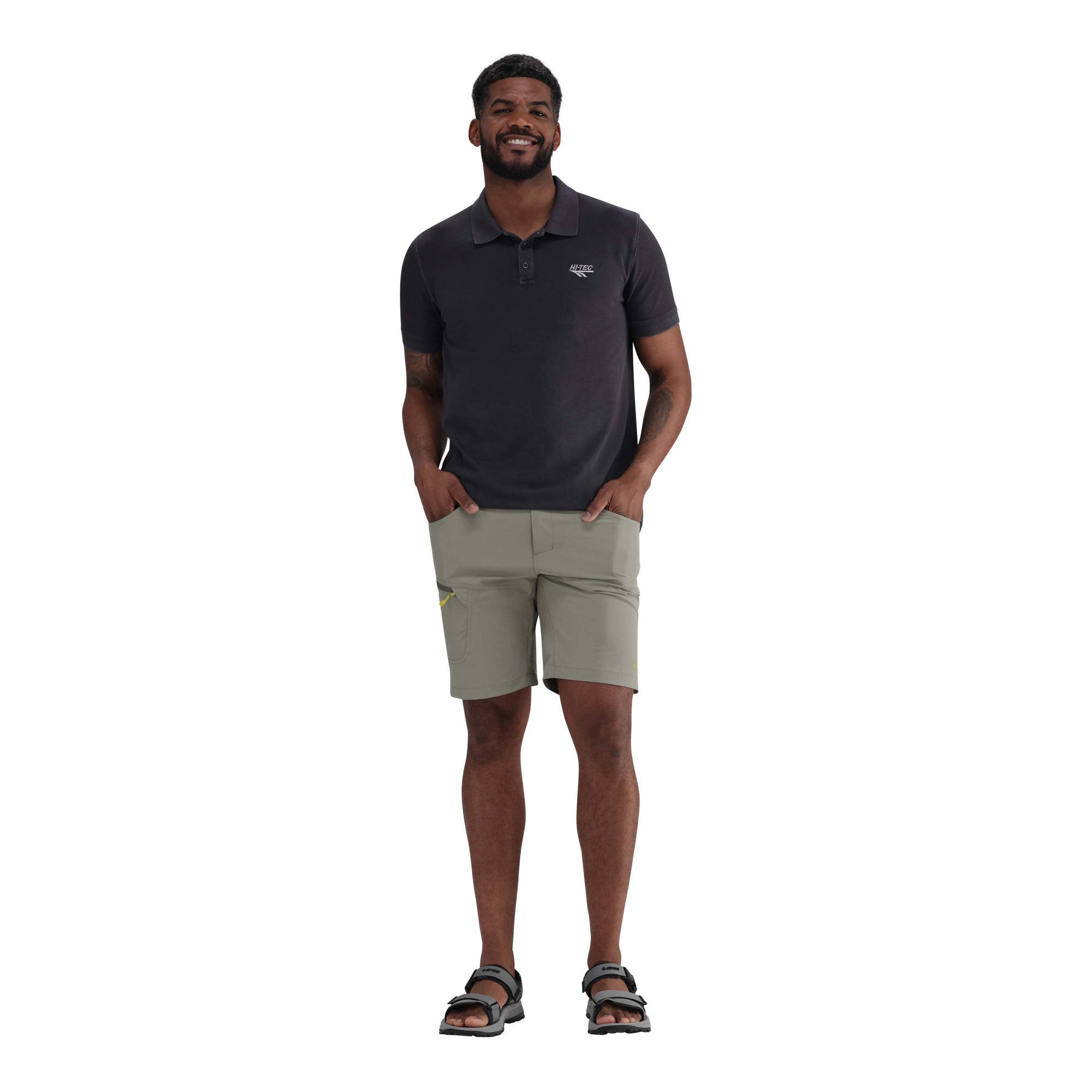 Hi-Tec Venture Men's Performance Shorts: 4-Way Stretch, UV50, Quick-Dry, Zipped Pockets