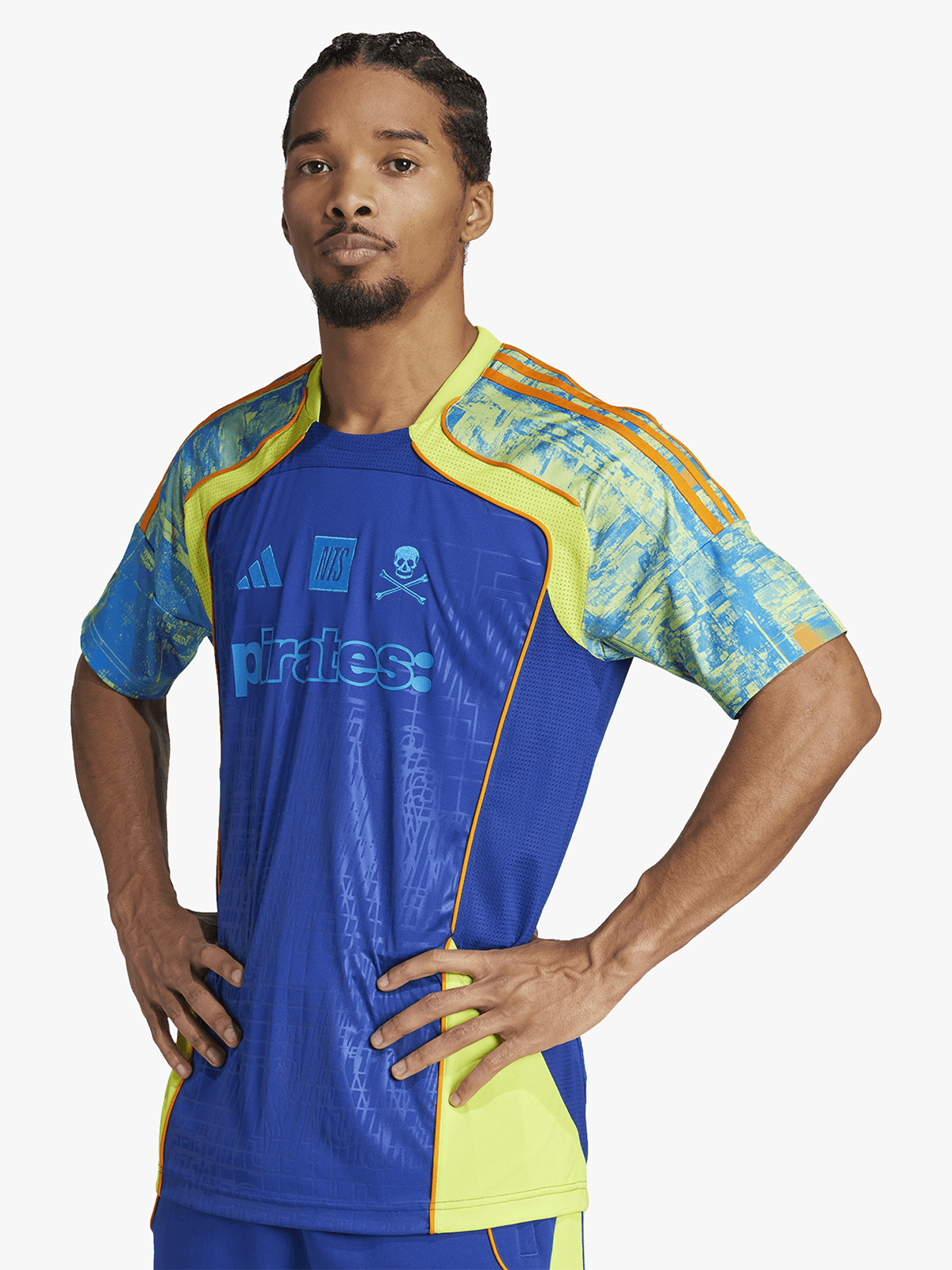 adidas Mens Orlando Pirates NTS UBP Navy Orange Jersey Football Shirt