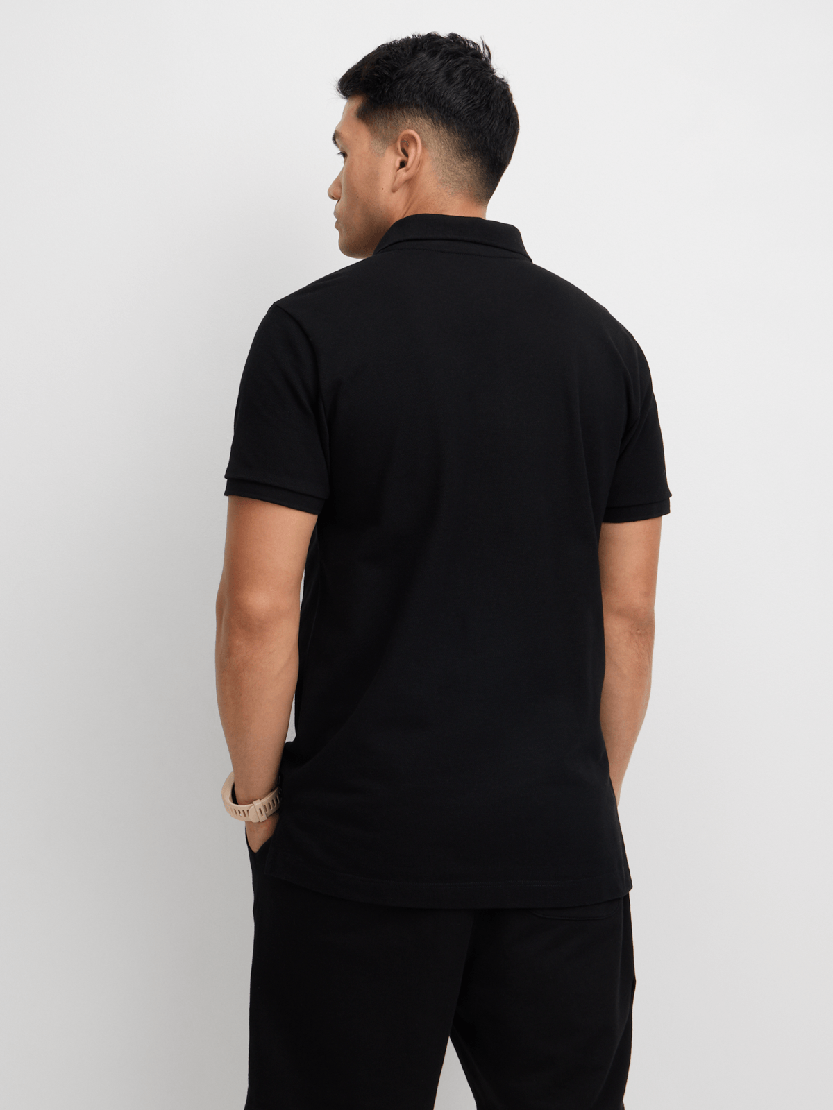 TS Men's Everyday Pique Black Golfer Shirt - Comfortable Cotton Regular Fit