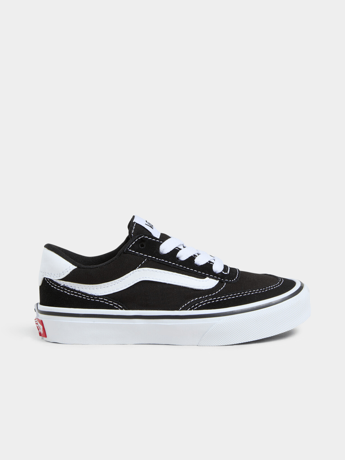 Vans Junior Grade-School Brooklyn Black White Canvas Low-Top Sneakers
