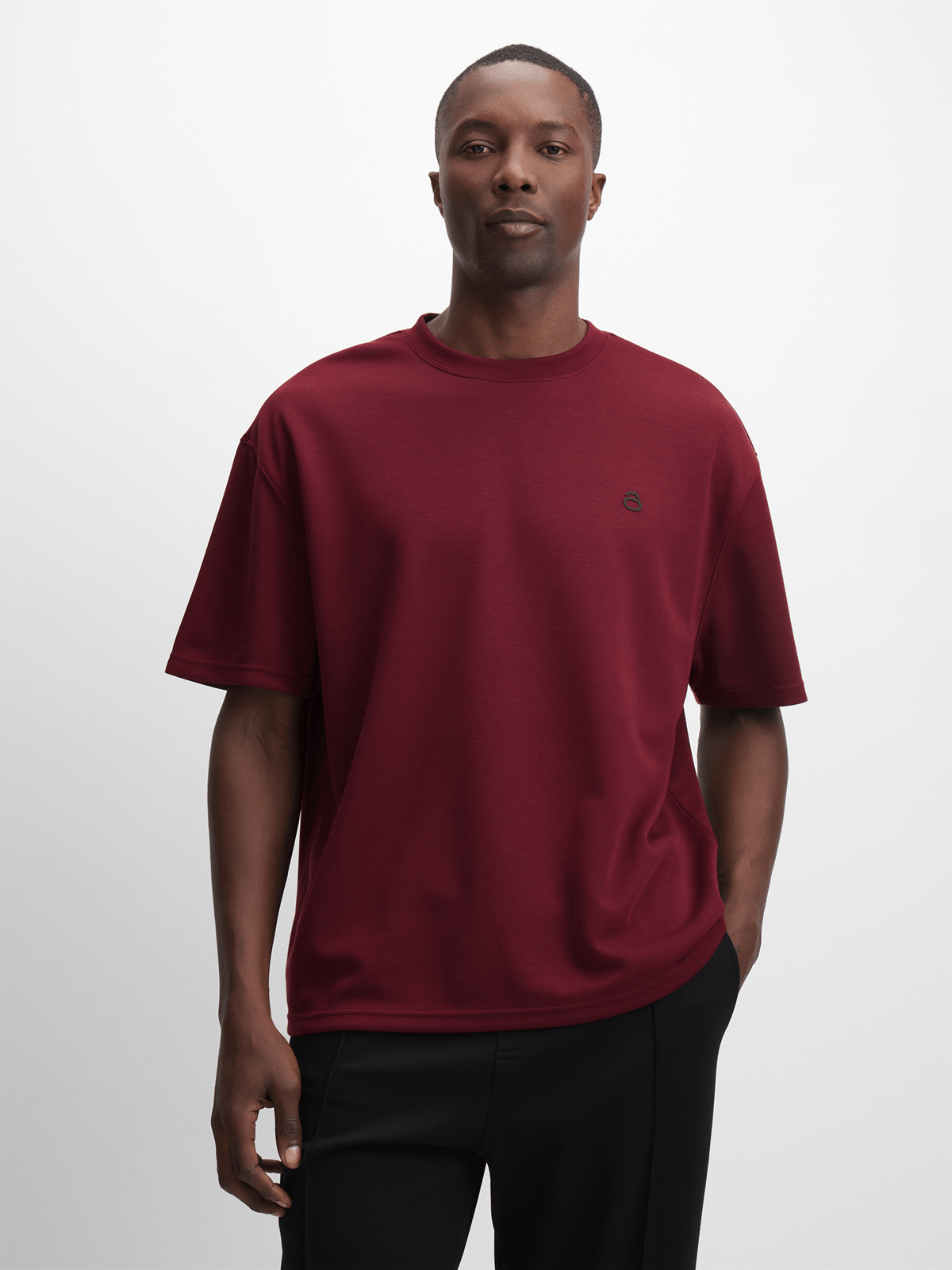 TS Men's Tonal Maroon Interlock Performance Tee - Soft, Durable, & Stylish