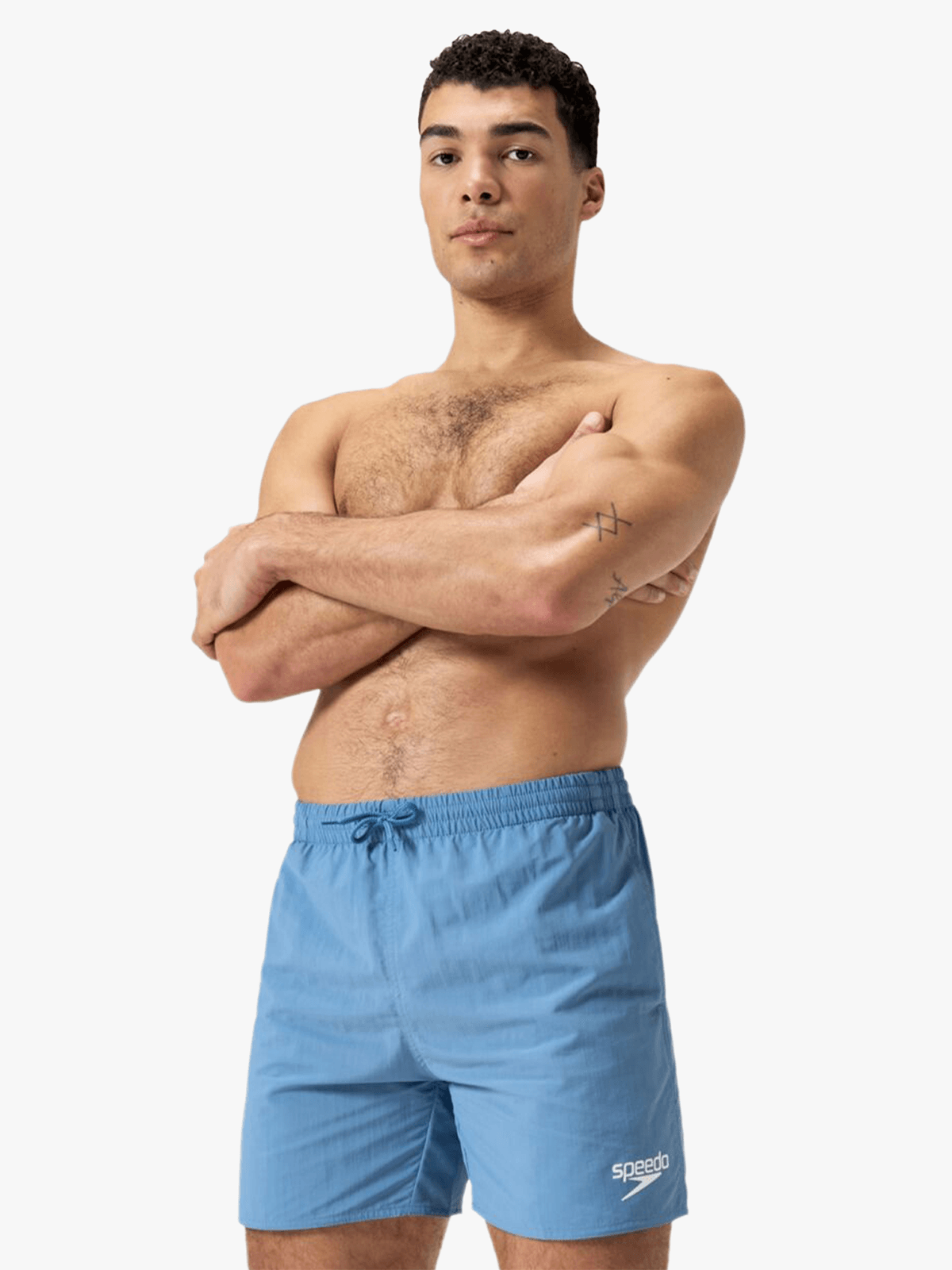 Speedo Men's Essentials 16-Inch Washed Blue Recycled Quick-Dry Watershorts with Pockets