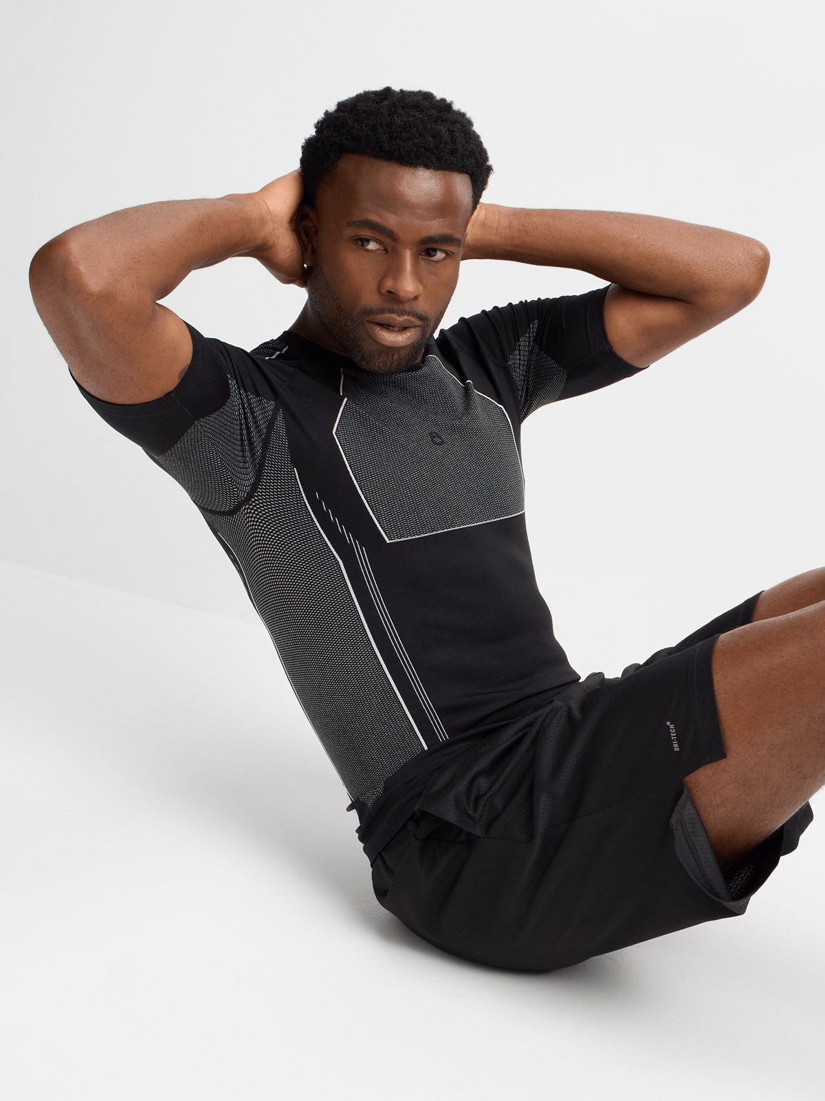 Men's Performance Short Sleeve Black Base Layer - Moisture-Wicking Compression Top