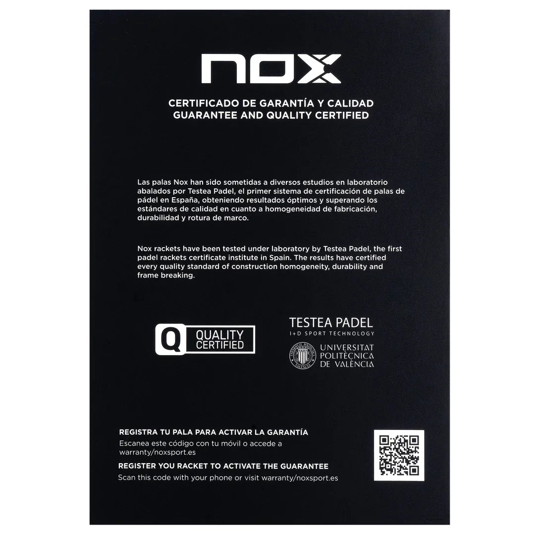 NOX AT2 Genius LTD Edition 2024 Padel Racket - Pack - Testea Padel Certificate