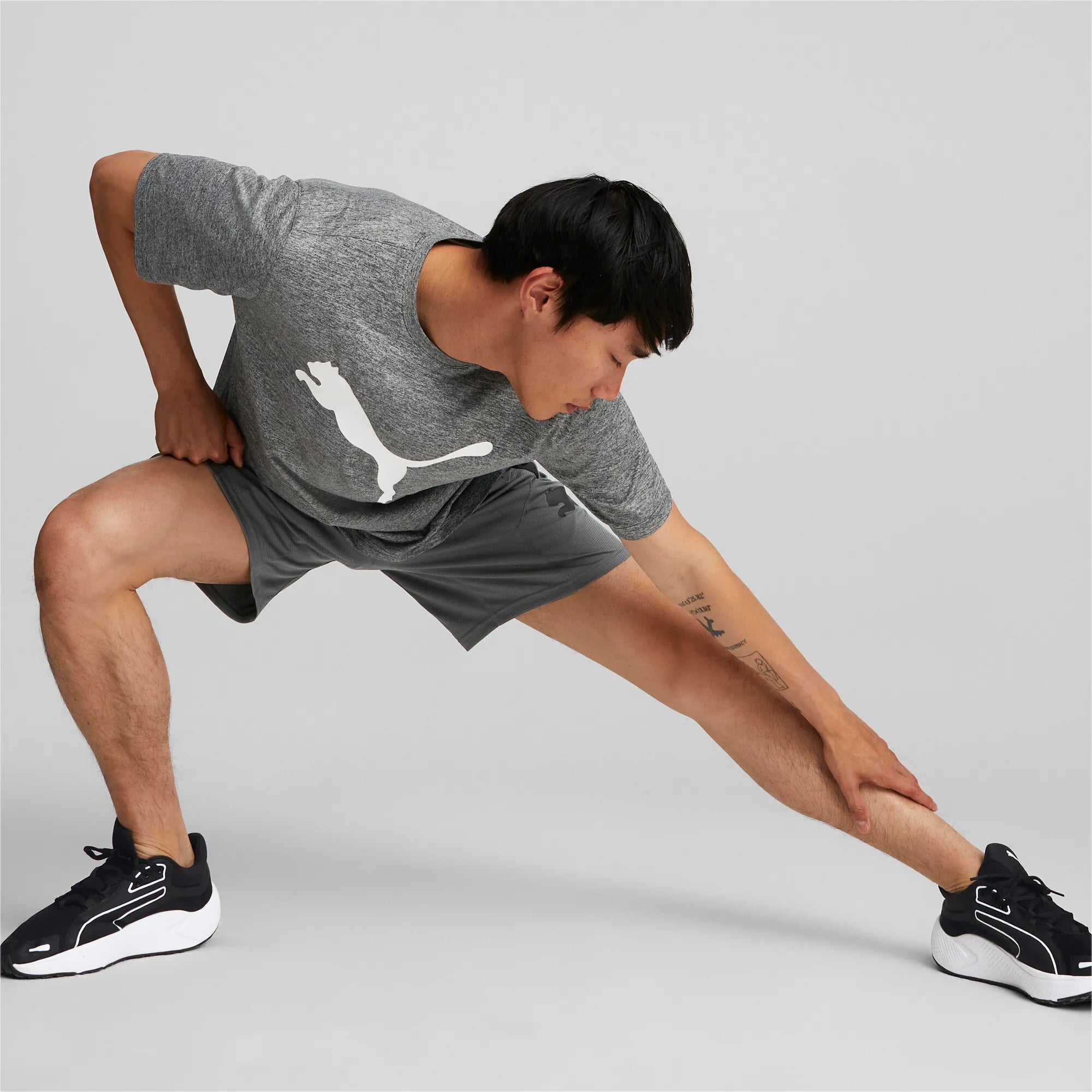 Puma Train Favourite Heather Cat Tee Black Heather